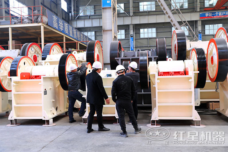 客戶參觀復(fù)擺顎式破碎機